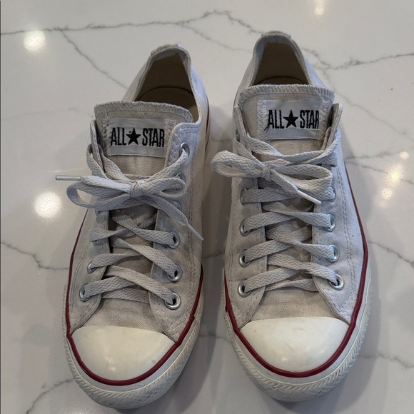 Converse Shoes - Converse White Low Top Sneakers with Red Trim